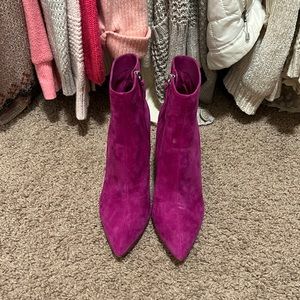 Purple/ fuchsia heeled booties